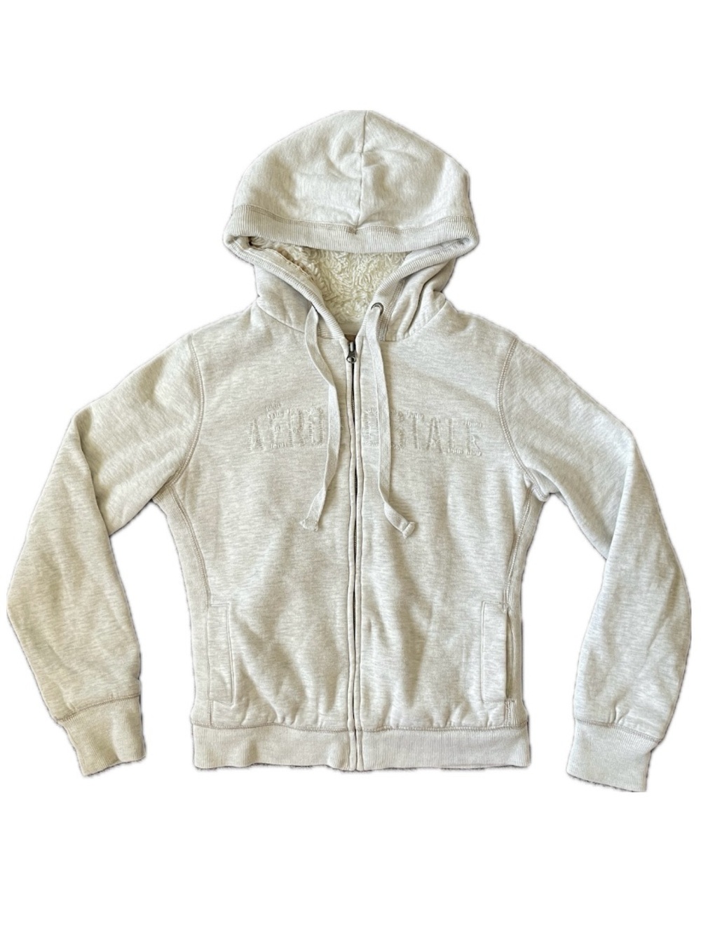 ✰ Aeropostale Cream Sherpa Lined Zip-up Hoodie ✰